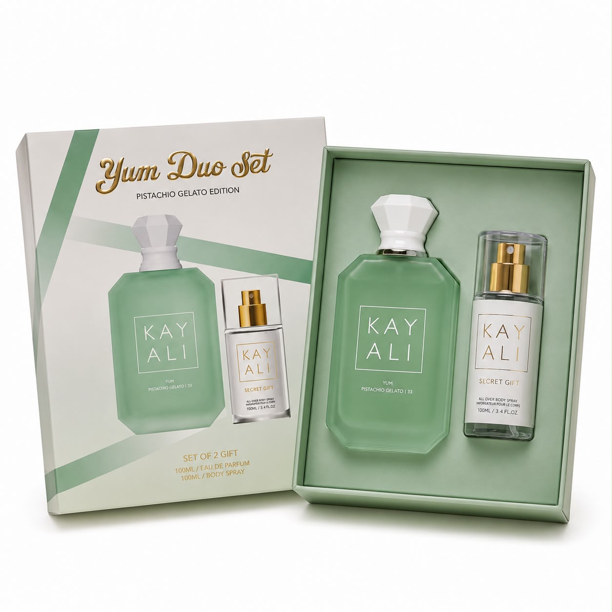 طقم كايالي يوم بيستاشيو جيلاتو – Kayali Yum Pistachio Gelato Duo Set